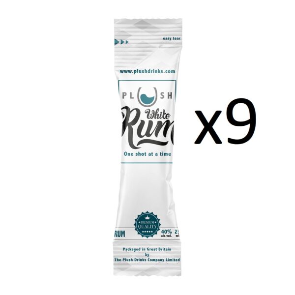 x9 White Rum sachets as part of The Plush Party Package