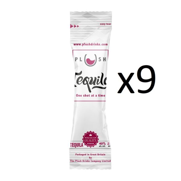 x9 Tequila sachets as part of The Plush Party Package